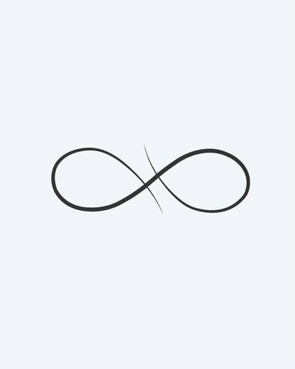 Infinity Loop semi-permanent tattoo design by INKON – thin, delicate, infinity, symbol, drawn illustration, 2 x 2 in (5x5cm), available at inkon.co