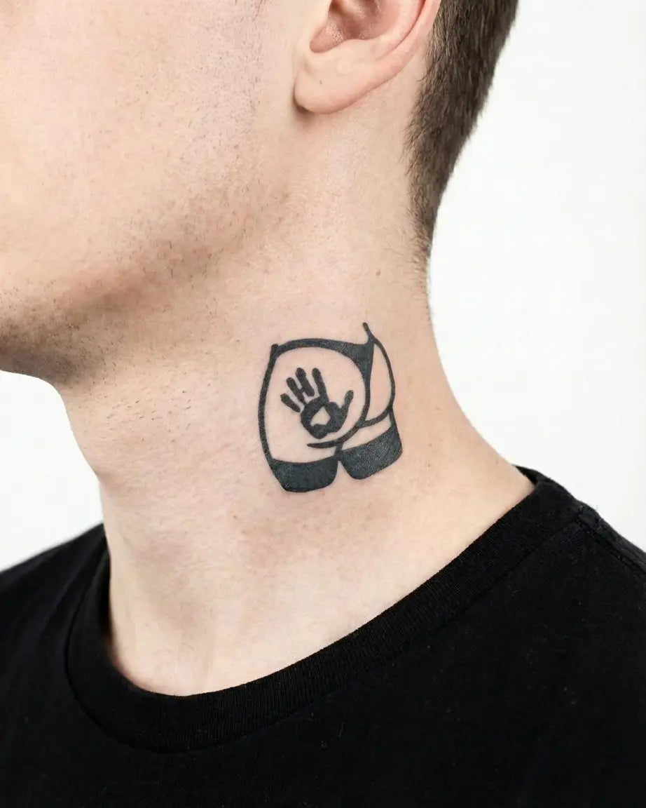 INKON Cheeky Handprint semi-permanent tattoo applied on a man – 2 x 2 in (5x5cm) design, realistic ink look, lasts 10 days