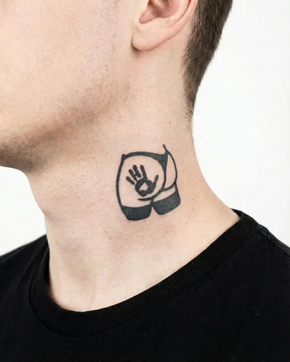 INKON Cheeky Handprint semi-permanent tattoo applied on a man – 2 x 2 in (5x5cm) design, realistic ink look, lasts 10 days