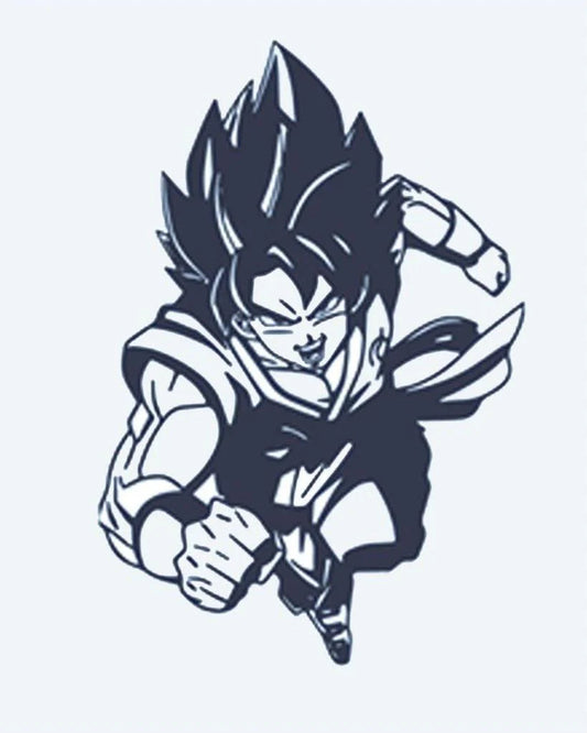 Anime Warrior semi-permanent tattoo design by INKON – dynamic, anime, warrior, action, pose illustration, 2 x 2 in (5x5cm), available at inkon.co