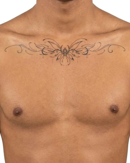 INKON Lotus Flourish Band semi-permanent tattoo applied on a man – 4 x 7 in (10x17cm) design, realistic ink look, lasts 10 days