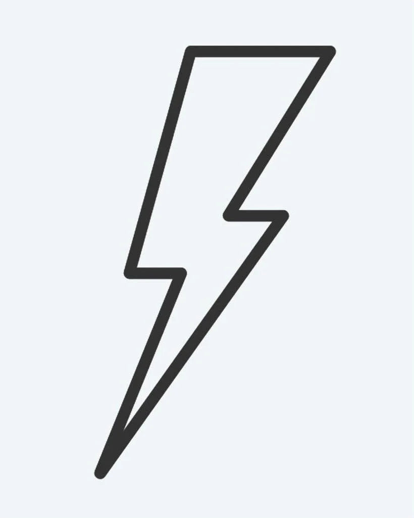 Lightning Bolt 2 semi-permanent tattoo design by INKON – outlined, lightning, bolt, graphic, behind illustration, 2 x 2 in (5x5cm), available at inkon.co