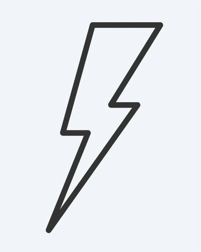 Lightning Bolt 2 semi-permanent tattoo design by INKON – outlined, lightning, bolt, graphic, behind illustration, 2 x 2 in (5x5cm), available at inkon.co