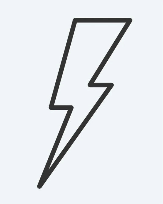 Lightning Bolt 2 semi-permanent tattoo design by INKON – outlined, lightning, bolt, graphic, behind illustration, 2 x 2 in (5x5cm), available at inkon.co