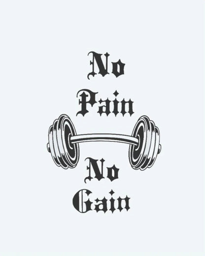 No Pain No Gain semi-permanent tattoo design by INKON – motivational, phrase, pain, gain, gothic illustration, 3 x 4 in (6x11cm), available at inkon.co