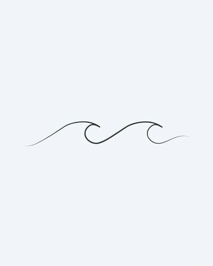 Gentle Waves semi-permanent tattoo design by INKON – delicate, continuous, wave, line, fine illustration, 2 x 2 in (5x5cm), available at inkon.co