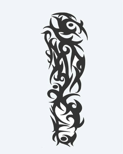 Abstract Tribal Vine semi-permanent tattoo design by INKON – flowing, full, sleeve, organic, tribal illustration, 8 x 20 in (20x50cm), available at inkon.co