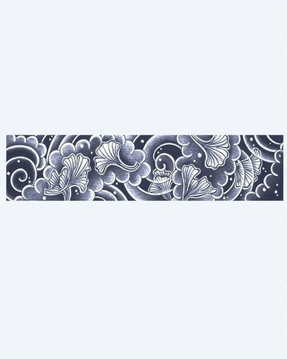 Ginkgo Leaves & Clouds Band semi-permanent tattoo design by INKON – japanese, armband, delicate, ginkgo, leaves illustration, 2 x 9 in (5x23cm), available at inkon.co