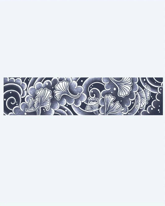 Ginkgo Leaves & Clouds Band semi-permanent tattoo design by INKON – japanese, armband, delicate, ginkgo, leaves illustration, 2 x 9 in (5x23cm), available at inkon.co