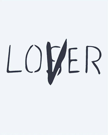 Lover Loser semi-permanent tattoo design by INKON – iconic, drawn, lettering, reads, both illustration, 2 x 2 in (5x5cm), available at inkon.co