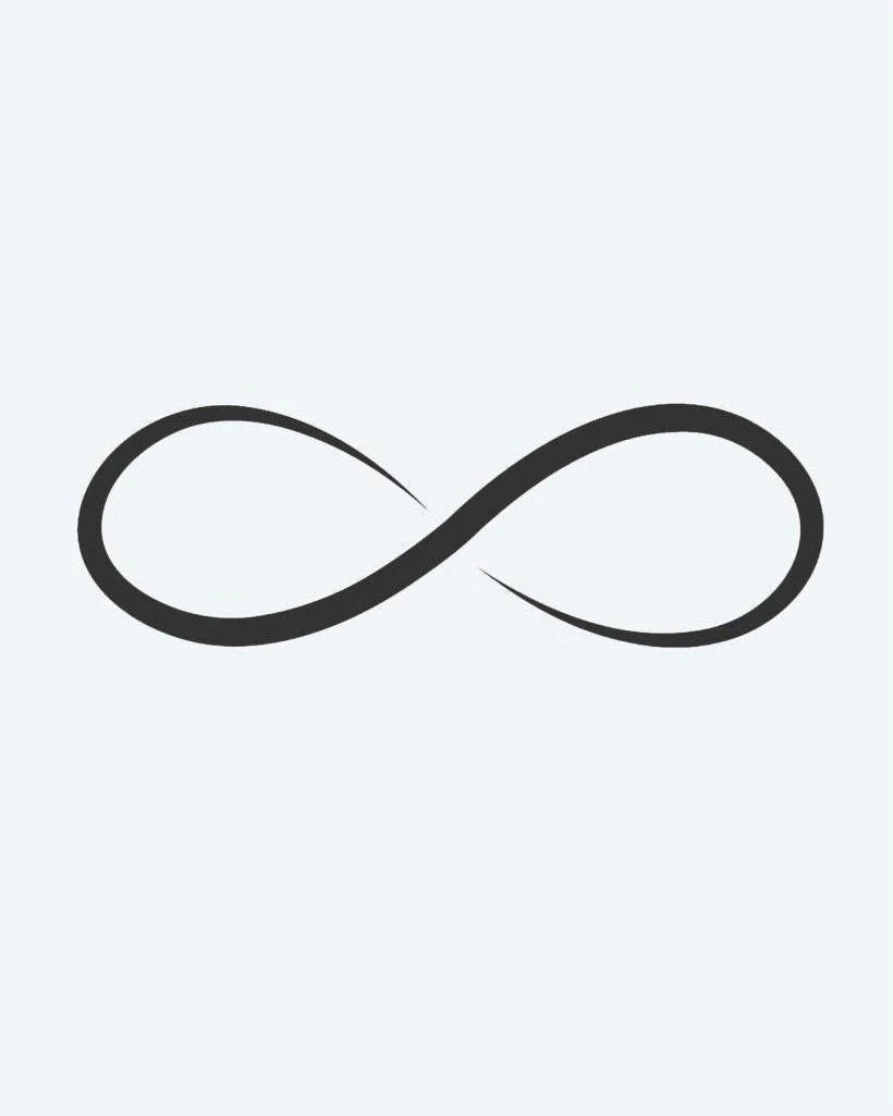 Infinity Symbol semi-permanent tattoo design by INKON – infinity, loop, line, behind, timeless illustration, 2 x 2 in (5x5cm), available at inkon.co