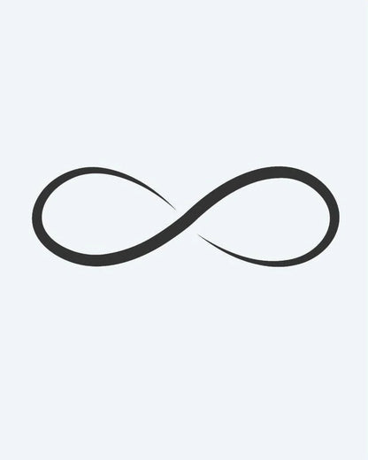 Infinity Symbol semi-permanent tattoo design by INKON – infinity, loop, line, behind, timeless illustration, 2 x 2 in (5x5cm), available at inkon.co