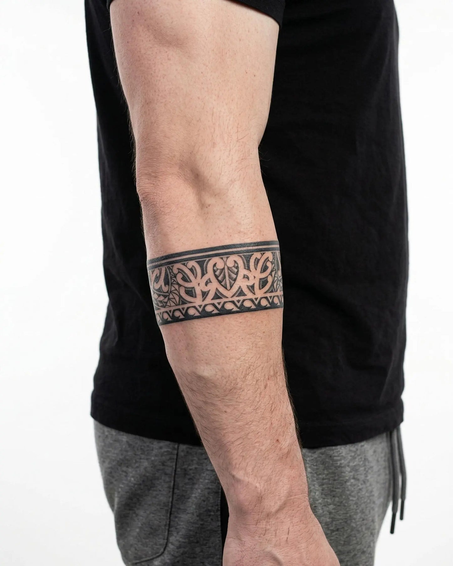 INKON Maori Armband semi-permanent tattoo applied on a man – 2 x 9 in (5x23cm) design, realistic ink look, lasts 10 days