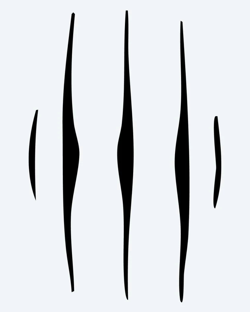 Claw Marks semi-permanent tattoo design by INKON – claw, scratch, marks, vertical, slashes illustration, 3 x 4 in (7x10cm), available at inkon.co