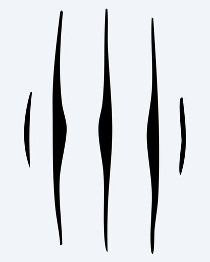 Claw Marks semi-permanent tattoo design by INKON – claw, scratch, marks, vertical, slashes illustration, 3 x 4 in (7x10cm), available at inkon.co