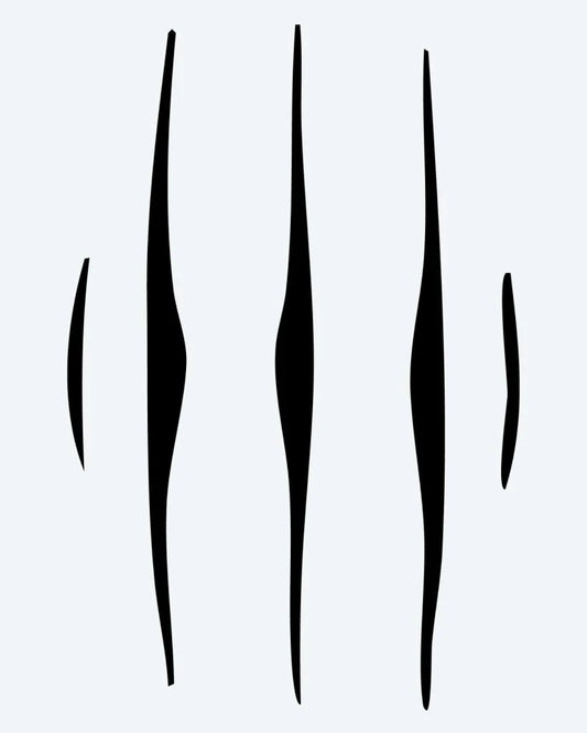 Claw Marks semi-permanent tattoo design by INKON – claw, scratch, marks, vertical, slashes illustration, 3 x 4 in (7x10cm), available at inkon.co