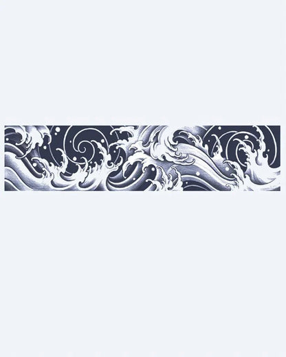 Japanese Waves Band semi-permanent tattoo design by INKON – dynamic, japanese, armband, crashing, ocean illustration, 2 x 9 in (5x23cm), available at inkon.co