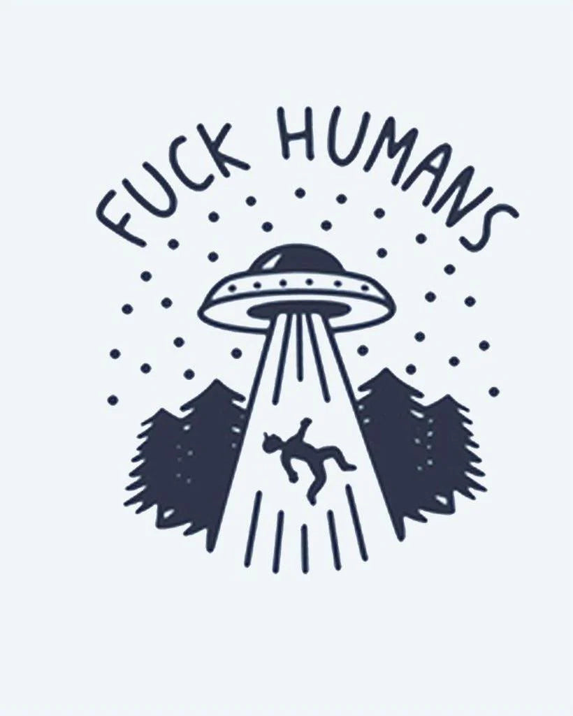 UFO Abduction semi-permanent tattoo design by INKON – alien, abduction, scene, flying, saucer illustration, 2 x 2 in (5x5cm), available at inkon.co