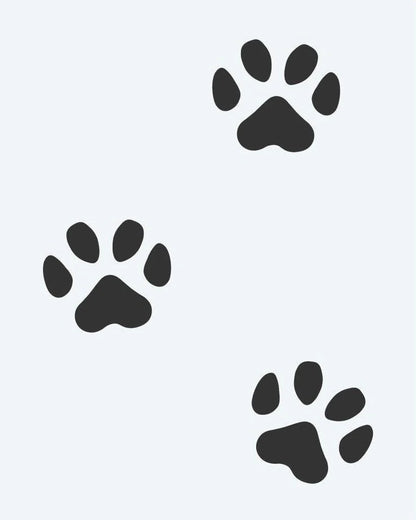 Paw Print Trail semi-permanent tattoo design by INKON – three, solid, prints, walking, diagonal illustration, 2 x 2 in (5x5cm), available at inkon.co