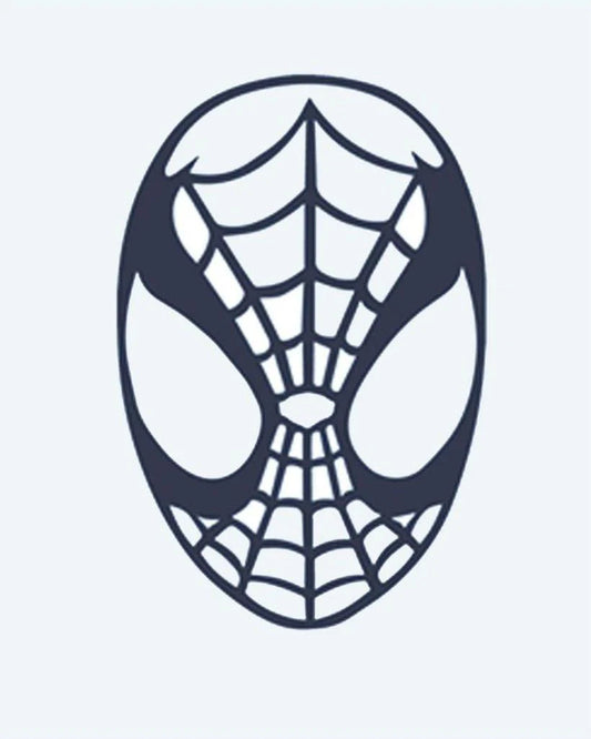 Web Hero Mask semi-permanent tattoo design by INKON – iconic, patterned, superhero, mask, large illustration, 2 x 2 in (5x5cm), available at inkon.co