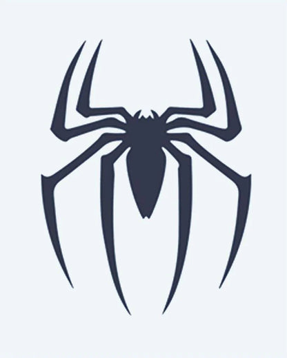 Spider Emblem semi-permanent tattoo design by INKON – spider, silhouette, long, angular, legs illustration, 2 x 2 in (5x5cm), available at inkon.co