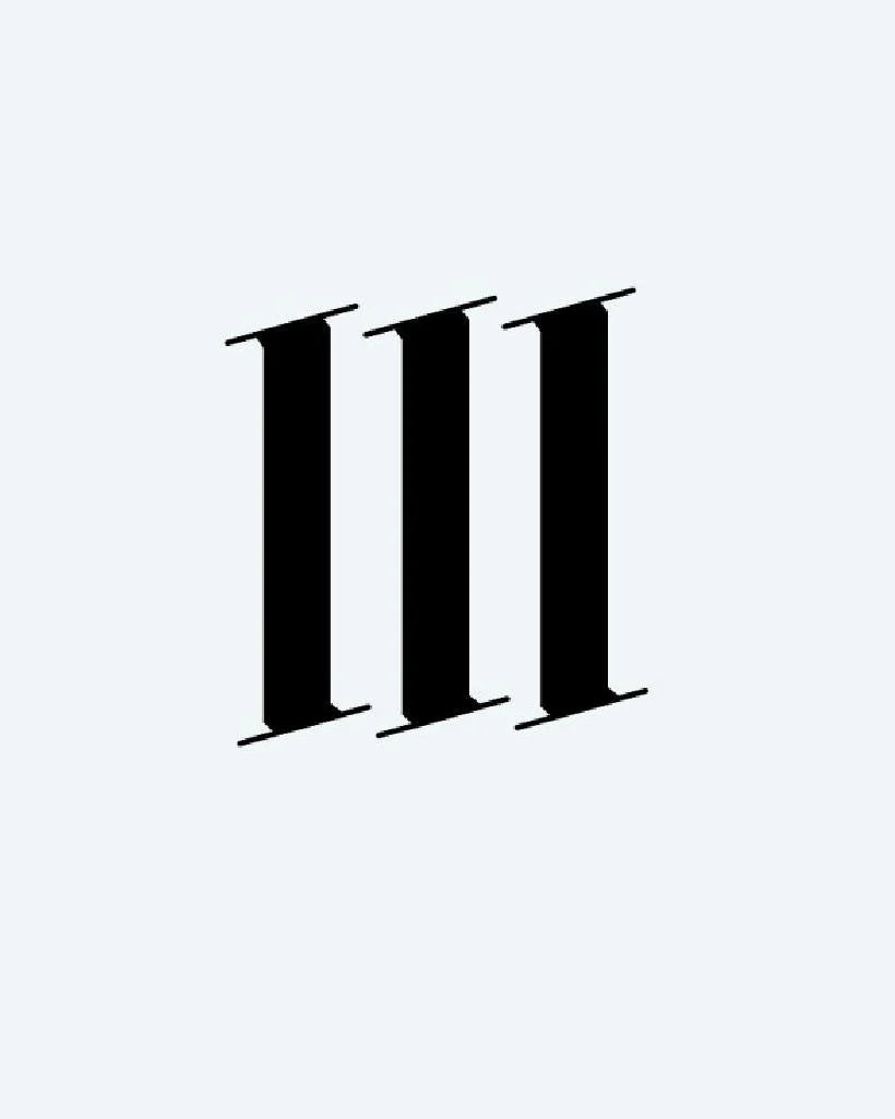 Bold Roman Numeral semi-permanent tattoo design by INKON – blackwork, typography, constructs, roman, numeral illustration, 2 x 2 in (5x5cm), available at inkon.co