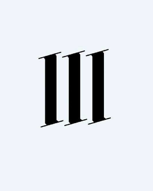 Bold Roman Numeral semi-permanent tattoo design by INKON – blackwork, typography, constructs, roman, numeral illustration, 2 x 2 in (5x5cm), available at inkon.co