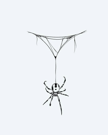 Venomous Spider Drop semi-permanent tattoo design by INKON – sharp, illustrative, blackwork, details, venomous illustration, 4 x 7 in (10x17cm), available at inkon.co