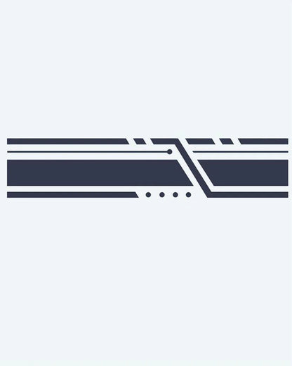 Geometric Lines Band semi-permanent tattoo design by INKON – minimalist, armband, parallel, lines, angular illustration, 2 x 9 in (5x23cm), available at inkon.co