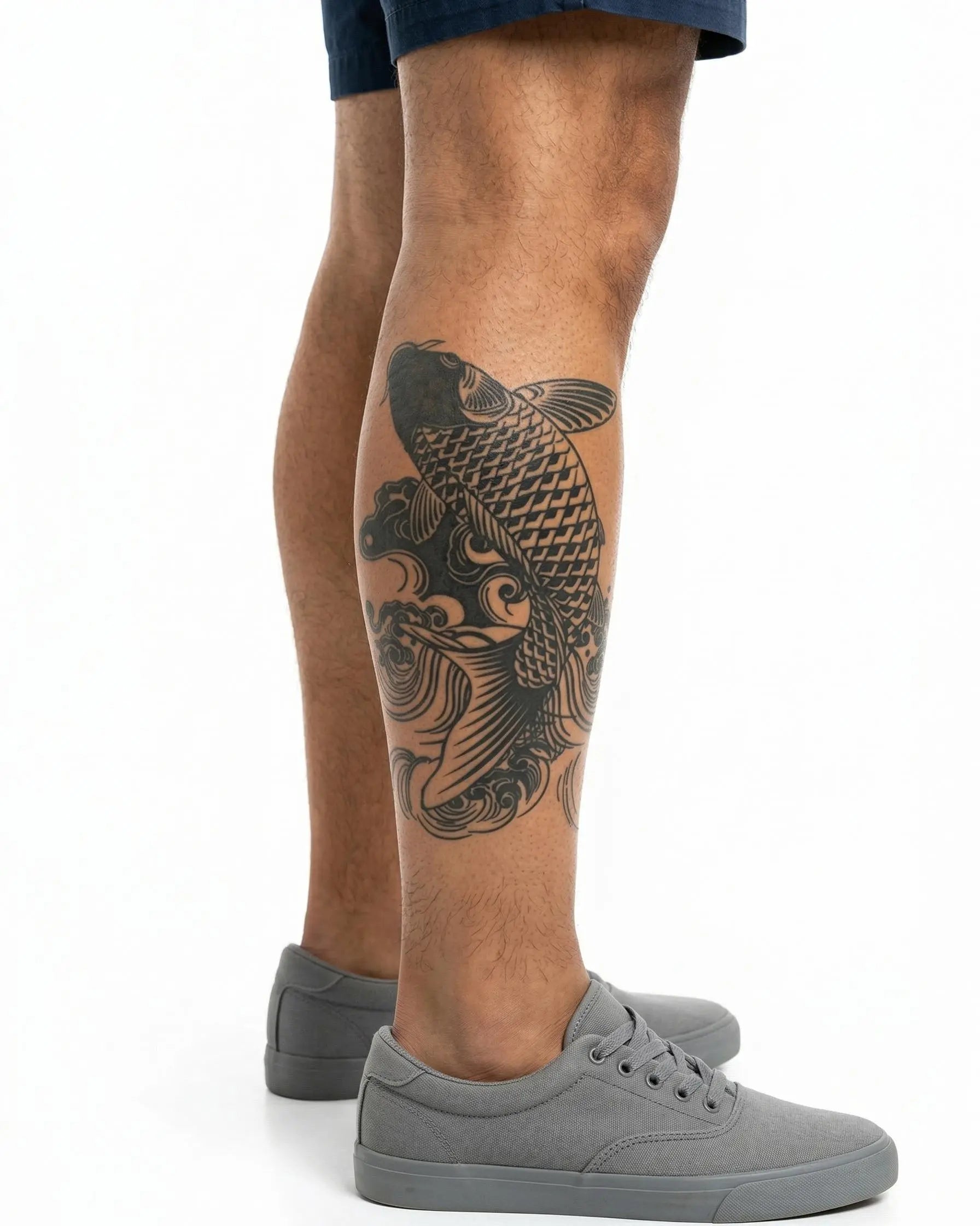 INKON Koi Fish semi-permanent tattoo applied on a man – 4 x 7 in (10x17cm) design, realistic ink look, lasts 10 days