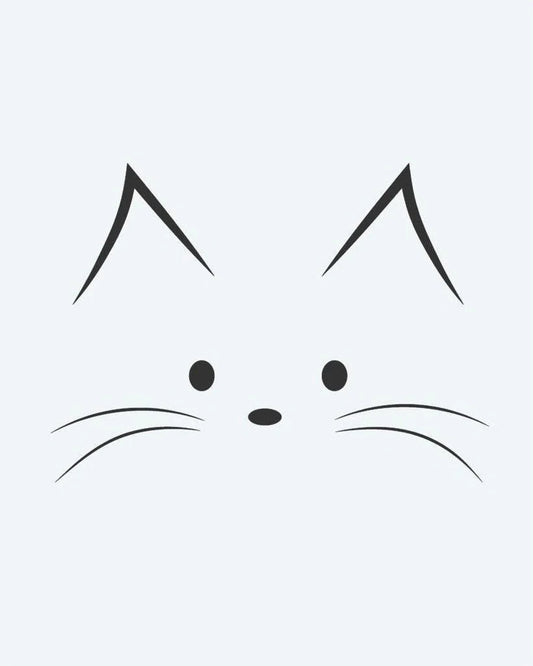 Cat Face semi-permanent tattoo design by INKON – minimalist, face, pointed, ears, eyes illustration, 2 x 2 in (5x5cm), available at inkon.co