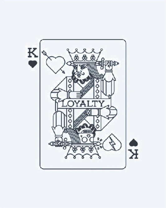 King of Hearts - Loyalty semi-permanent tattoo design by INKON – creative, king, hearts, playing, card illustration, 3 x 4 in (7x10cm), available at inkon.co