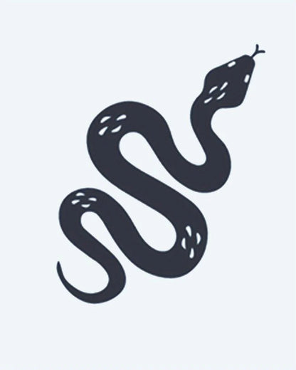 Serpent Silhouette semi-permanent tattoo design by INKON – coiling, serpent, minimalist, silhouette, subtle illustration, 2 x 2 in (5x5cm), available at inkon.co