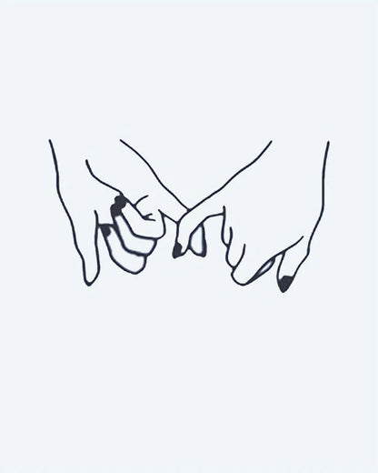 Pinky Promise semi-permanent tattoo design by INKON – sweet, pinky, promise, showing, hands illustration, 2 x 2 in (5x5cm), available at inkon.co