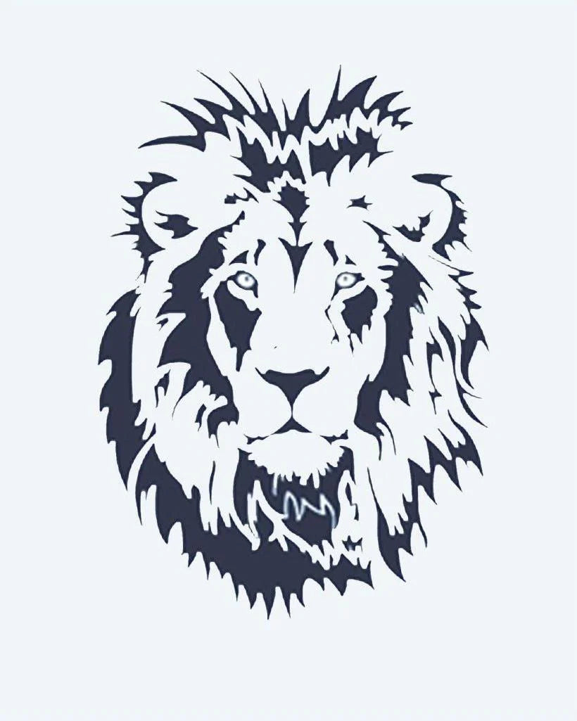 Lion Portrait semi-permanent tattoo design by INKON – majestic, lion, face, portrait, full illustration, 2 x 2 in (5x5cm), available at inkon.co