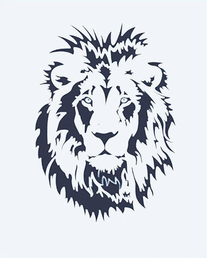 Lion Portrait semi-permanent tattoo design by INKON – majestic, lion, face, portrait, full illustration, 2 x 2 in (5x5cm), available at inkon.co